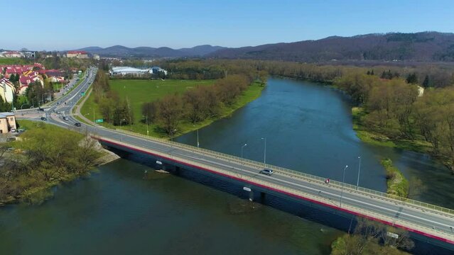 San Beautiful River Bridge Sanok Rzeka Most Aerial View Poland