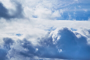 Close-up of stormy blue clouds in the sky
