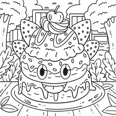 Ice Cream Donut Coloring Page for Kids
