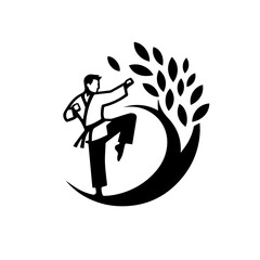 black and white vector logo for karate and taekwondo sport team