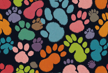 dog and cat paw print pattern seamless background pet care