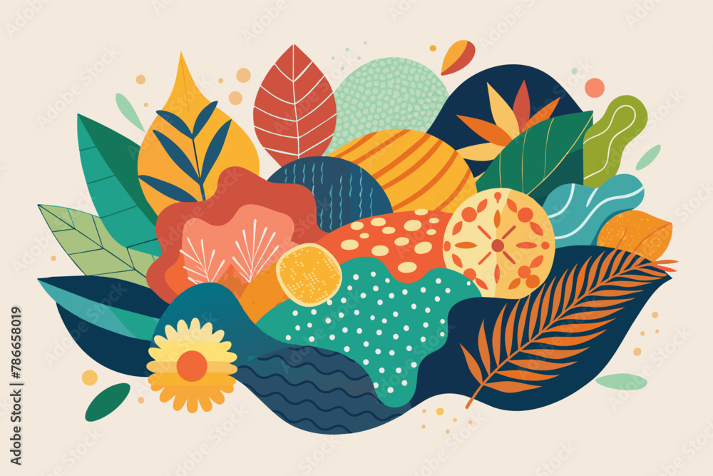 Poster abstract shapes and organic textures in blank background