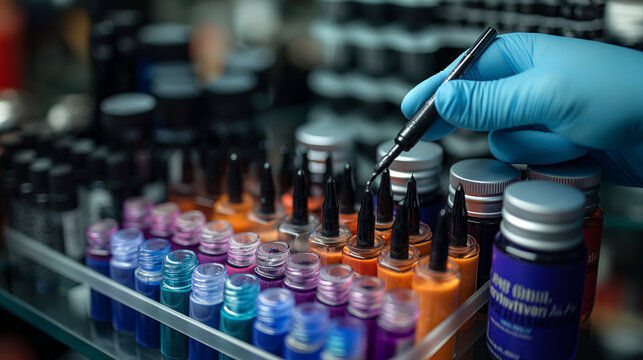Sterile Workspace: The tattoo artist meticulously prepares their workstation, laying out sterile needles, ink caps, and other equipment on a clean and sanitized surface, ensuring a