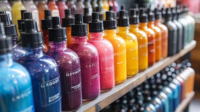 Vibrant Ink Selection: Shelves stocked with an extensive array of vibrant tattoo inks in every hue of the rainbow offer clients endless possibilities for color palettes and shading