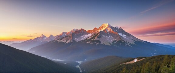 sunrise over the mountains in Bright Colours 