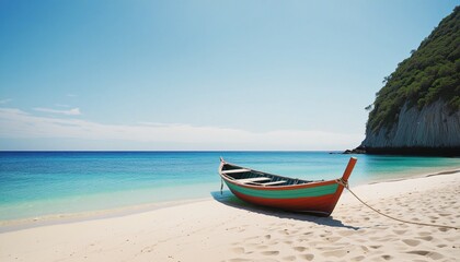 boat on a beach   in Bright Colours minimalistic isolated illustration