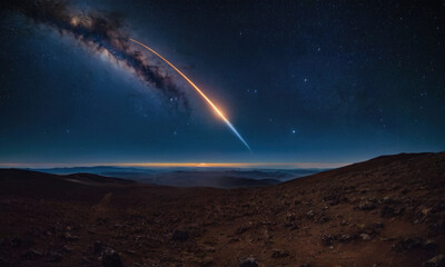 Comet on the planet Earth orbit