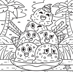 Ice Cream Tower Coloring Page for Kids