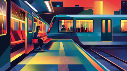 Illustration of a railway station or subway