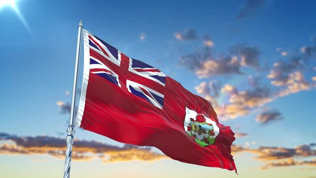 Bermuda flag Waving Realistic With Sky