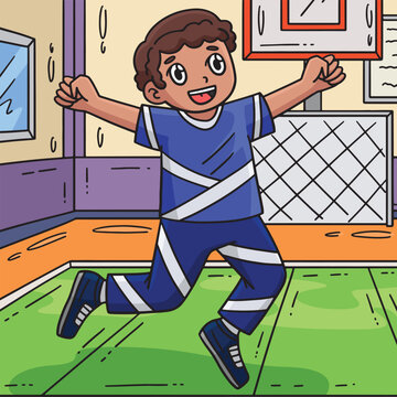 Cheerleading Boy Cheerleader Jumping Colored 