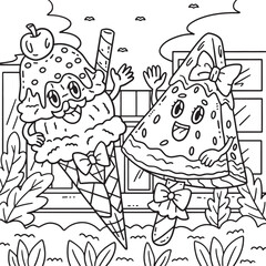 Ice Cream Watermelon Popsicles Coloring Page