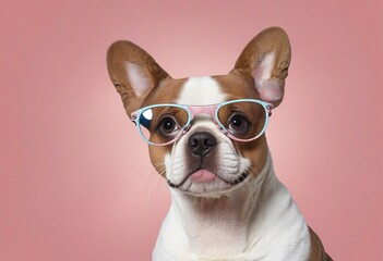 french dog with glasses in bright colours 