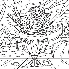 Ice Cream Parfait Coloring Page for Kids