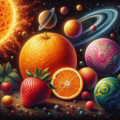 Poster fruits and space. - 786661814