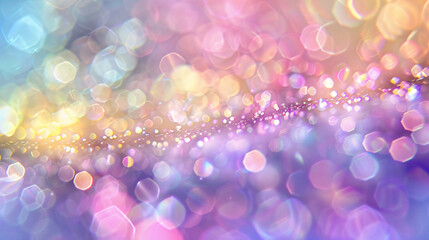 Abstract blur bokeh banner background. Rainbow colors, pastel purple, blue, pale pink bokeh...