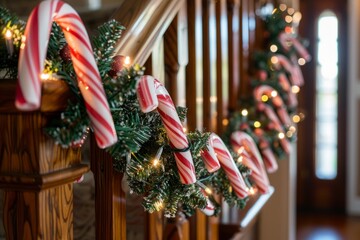 Holiday Decor with Candy Cane Garland