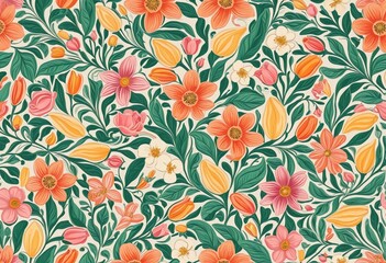 Colorful  Floral Pattern in bright colours 