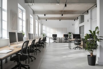 Contemporary Workspace Design with Clean Lines and Neutral Tones