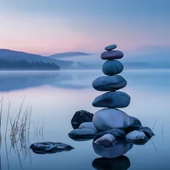 Tuinposter zen stones on water © sajawal