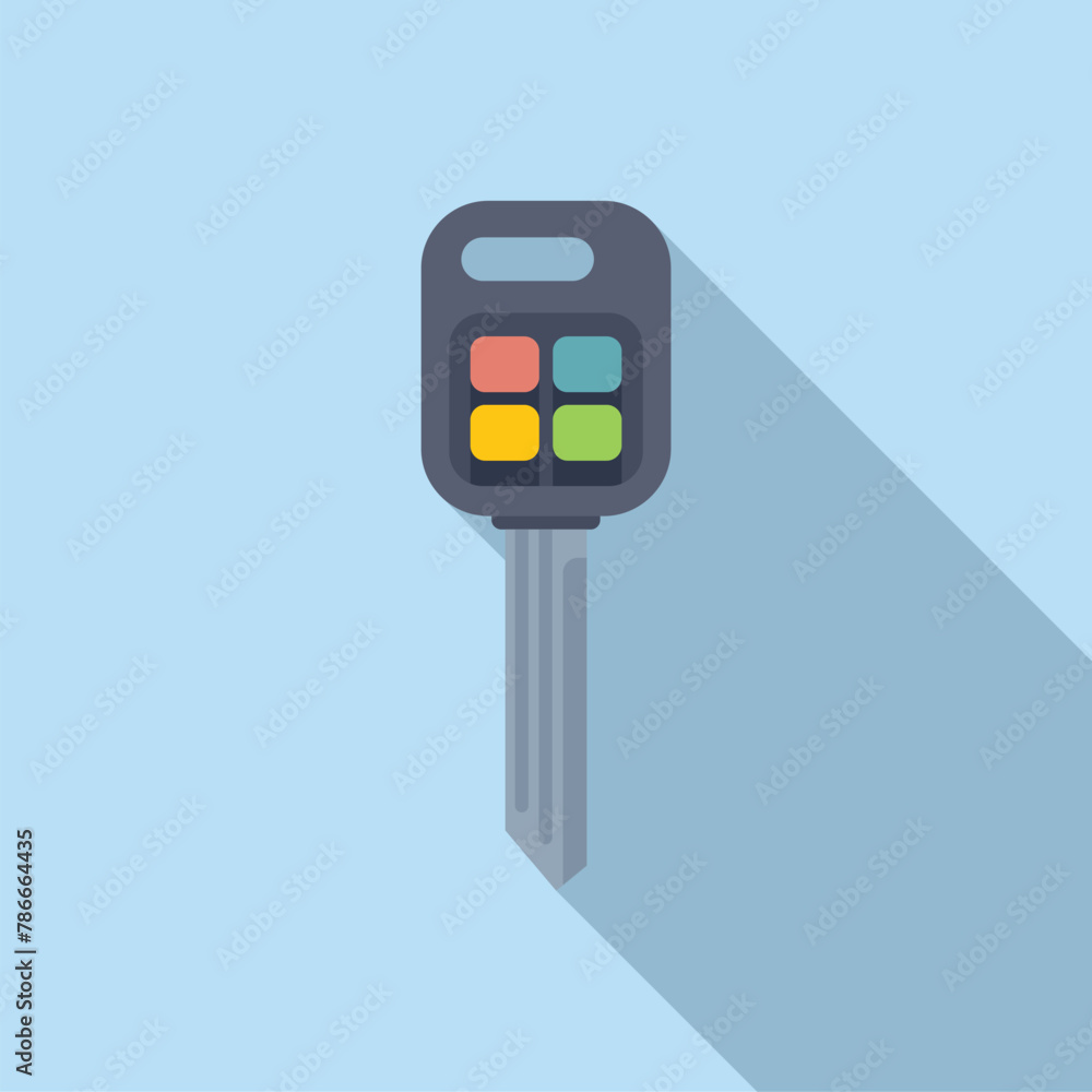 Poster electronic smart key icon flat vector. access security. caution ignition