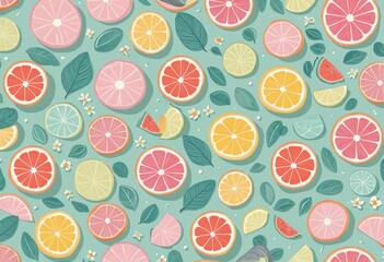 Whimsical Pastel Summer Pattern in Bright Colours 