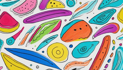Colorful abstract shape doodle collection in Bright Colours 