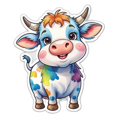 Cute little cow sticker. No background.