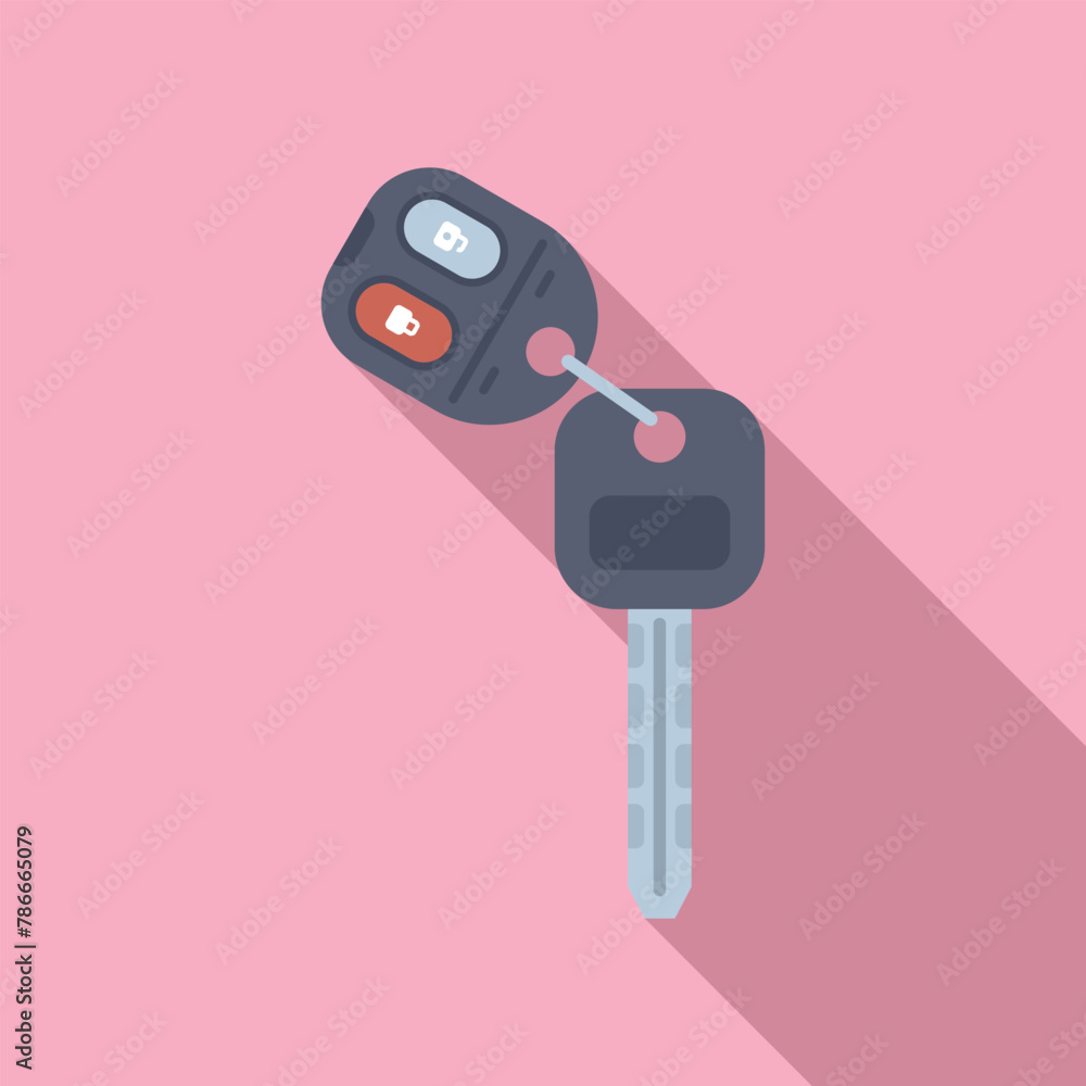 Poster car alarm system key icon flat vector. security access. engine trunk digital