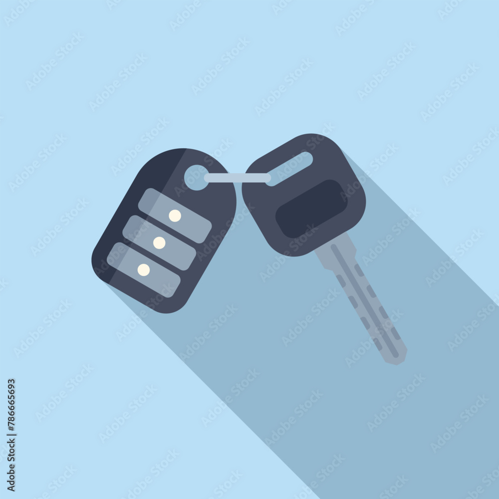 Poster alert key control icon flat vector. modern vehicle. system start device