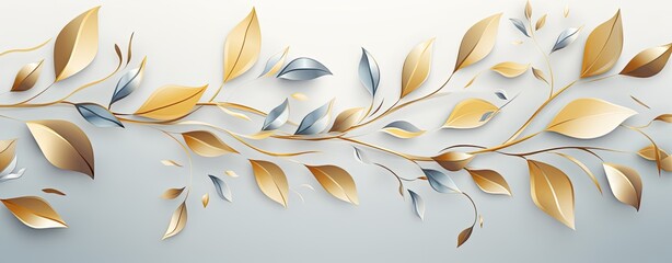 Luxury spring background with golden leaves