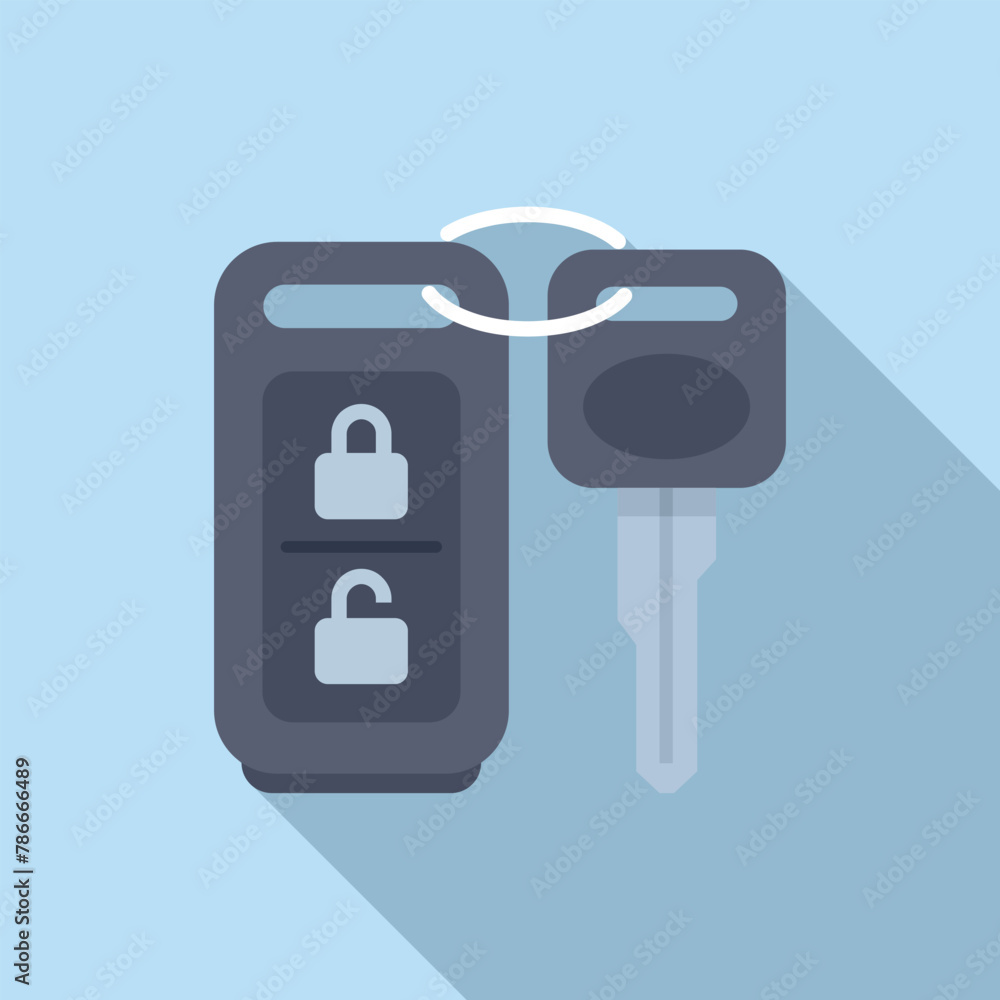 Poster smart key access icon flat vector. chip emblem. start alarm system