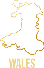 Wales oultine simplified map with golden gradient