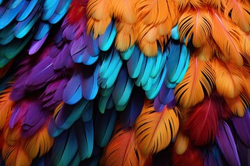 Fototapeta premium blue and orange feathers textured background