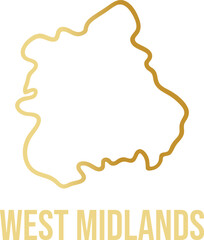 West Midlands outline golden gradient map