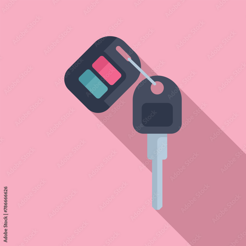 Poster smart key remote control icon flat vector. object electronic device. access start