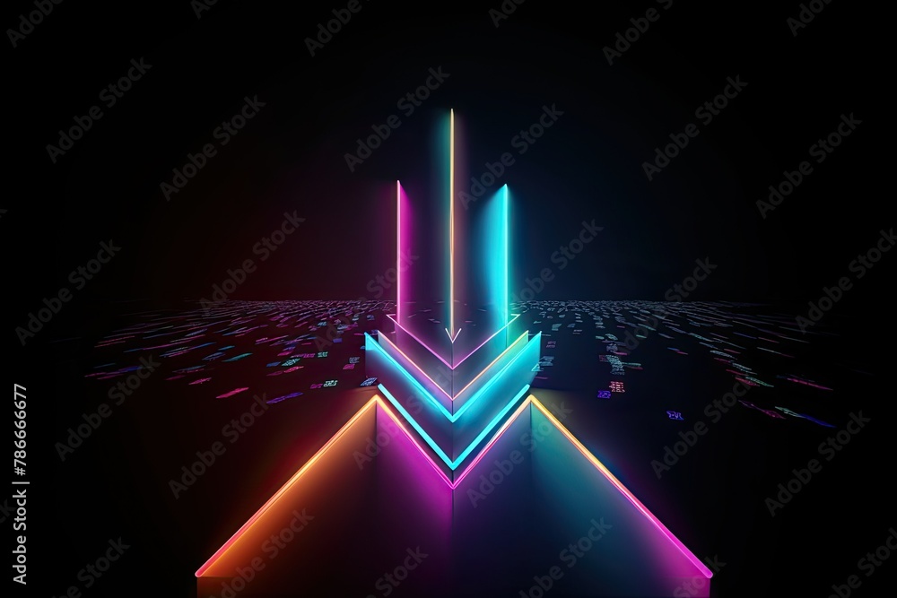Poster high technology abstract digital background in arrow shape, digital processing