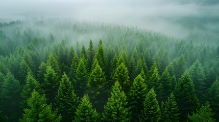 Morning Mist Over Siberian Forest: A Drone's Eye View of Vibrant Rural Altai