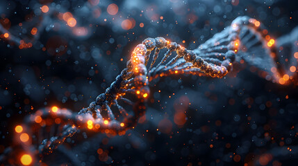 Digital DNA Molecule Structure,
3D render of medical background with DNA strands
