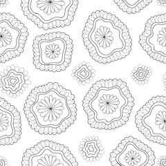 Seamless vector pattern in zenart style for fabrics, wallpaper or background. Seamless vector pattern with abstract patterns. Seamless pattern with curved lines.