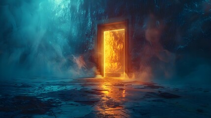 Portal of Opportunity: A Mystical Threshold to Unknown Realms. Concept Mystical Realm, Gateway, Unknown Realms, Fantasy Landscape, Mysterious Journey