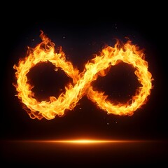 Feuriges Unendlichkeitssymbol - Brennende Flamme in perfekter Schleife