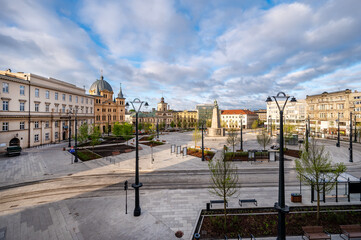 The city of Łódź - view of Freedom Square. - obrazy, fototapety, plakaty