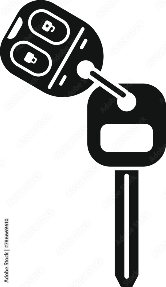 Poster car alarm system key icon simple vector. security access. engine trunk digital