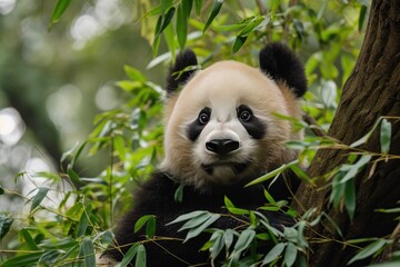 Iconic and endangered giant pandas in bamboo forests, Majestic and endangered giants, pandas roam...