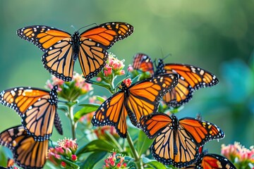 Intricate and delicate monarch butterflies during migration, Marvel at the intricate and delicate beauty of monarch butterflies as they embark on their remarkable migration journey