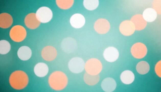 Abstract blur bokeh background. Blurred mint green, peach orange and white silver colors bokeh background created with generative ai