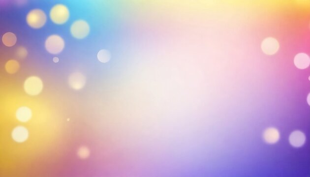 Abstract blur bokeh banner background. Rainbow colors, pastel purple, blue, gold yellow, white silver, pale pink bokeh background created with generative ai	