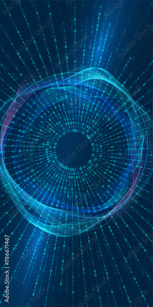 Aufkleber digital innovation, technology, ai, big data. abstract binary shape with circular wave element for d