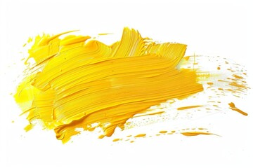 vibrant yellow brushstroke texture isolated on white abstract acrylic paint splash digital illustration